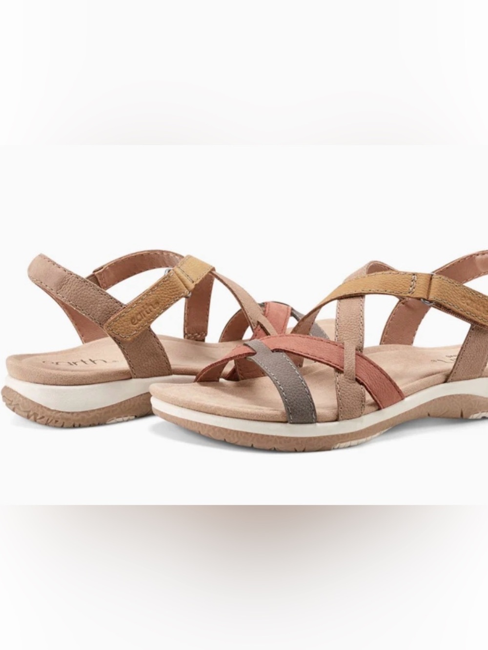 Earth Sterling Strappy Round Toe Casual Sandals Arch Support Cushioned 9 M